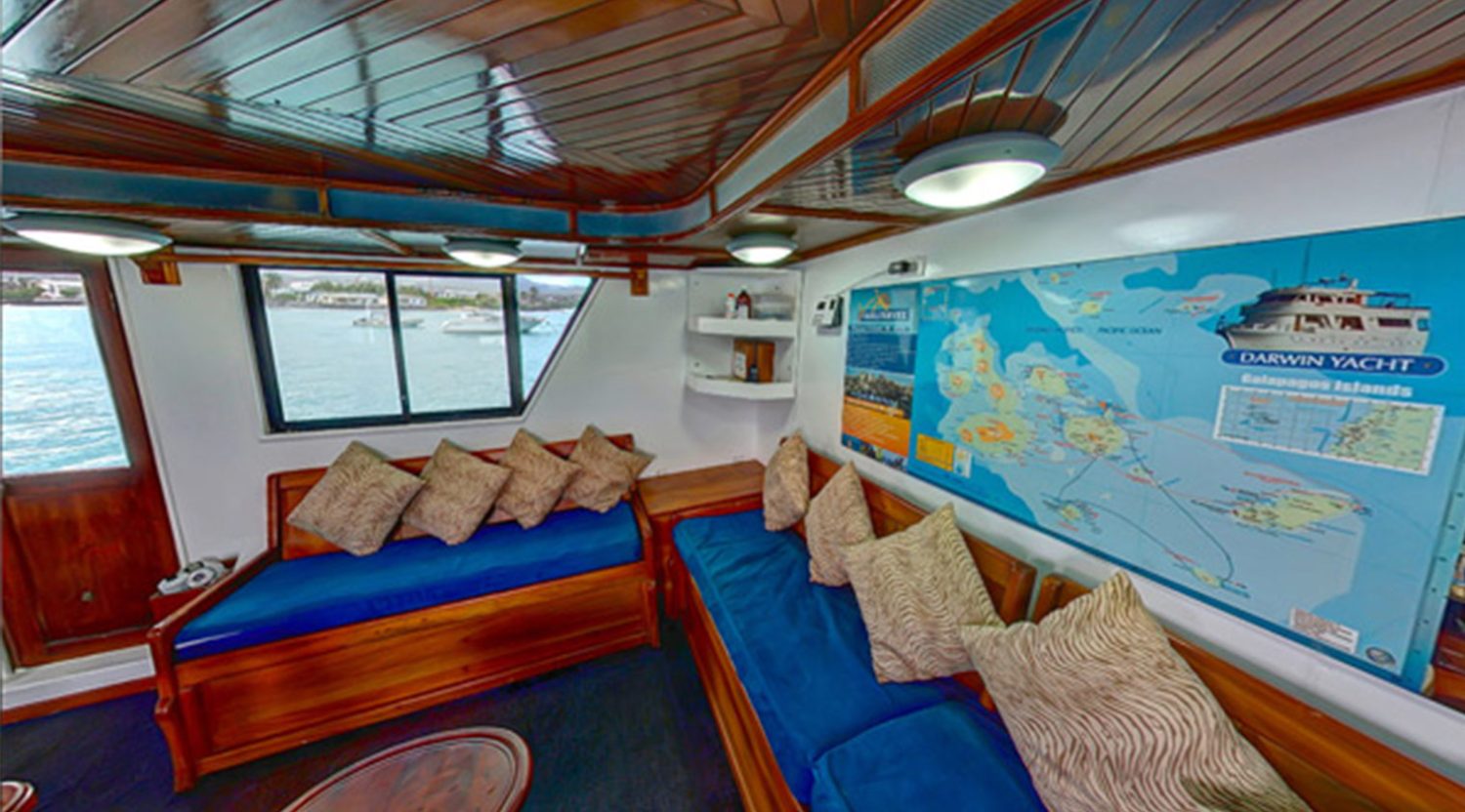 lounge of darwin yacht of galapagos islands