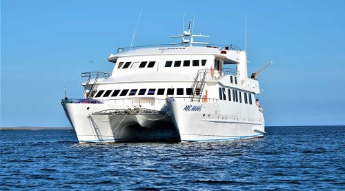 front photo of anahi catamaran yacht of galapagos islands