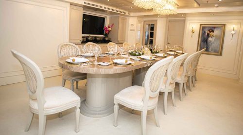 dining room stella maris yacht of galapagos islands