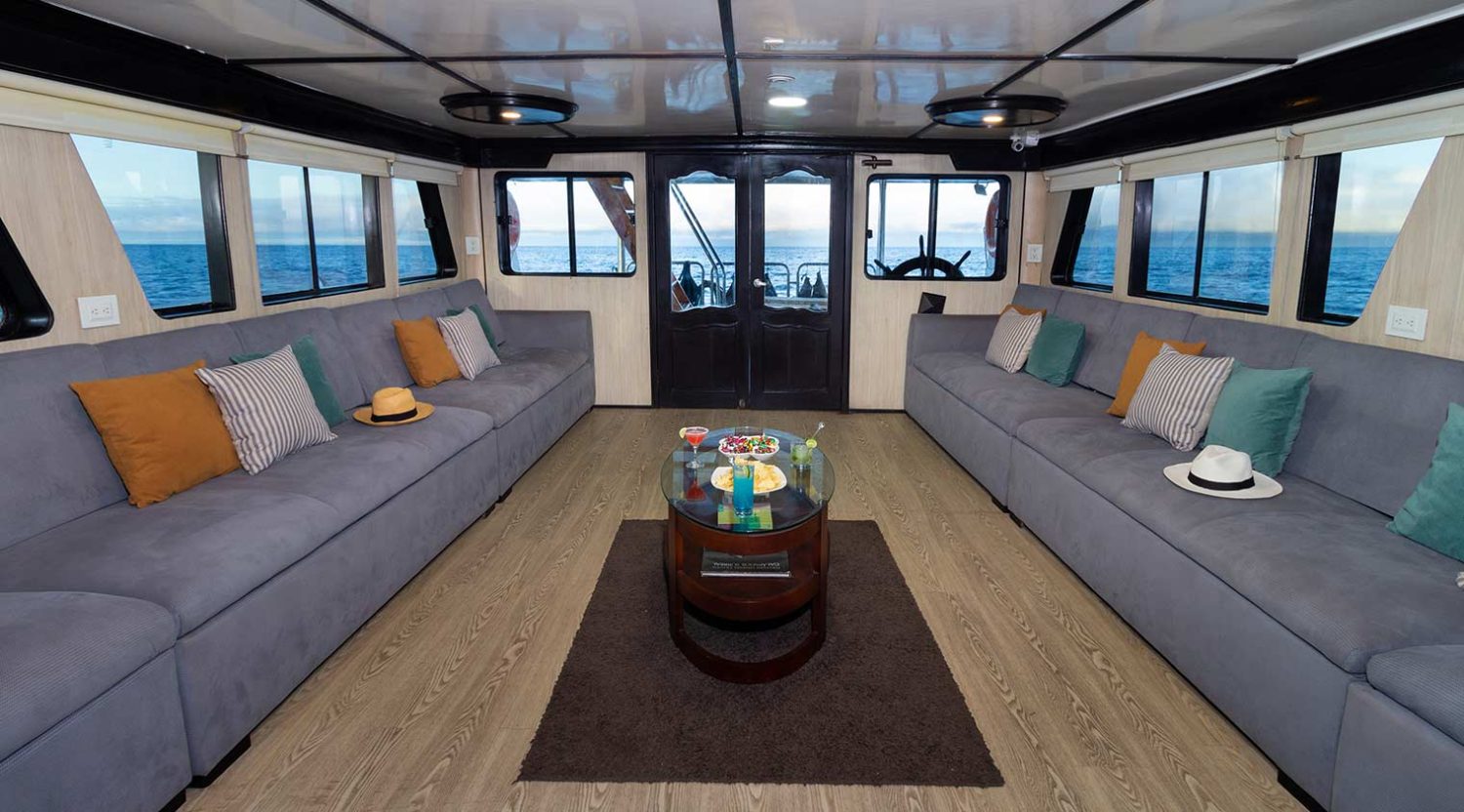 living room of monserrat yacht of galapagos islands
