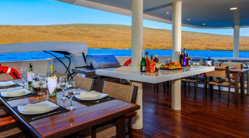 dining room of treasure of galapagos yacht of galapagos islands