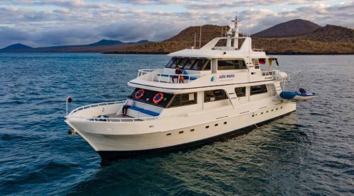 aida maria yacht aerial photo of galapagos islands