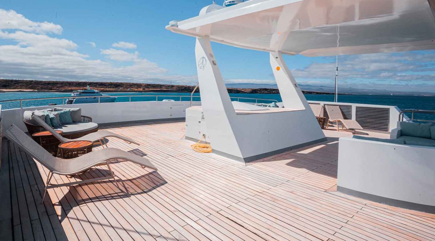 Alya Yacht back deck of galapagos islands tours
