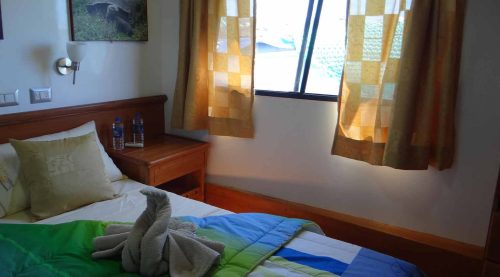 queen size bed bedroom of angelito yacht of galapagos islands