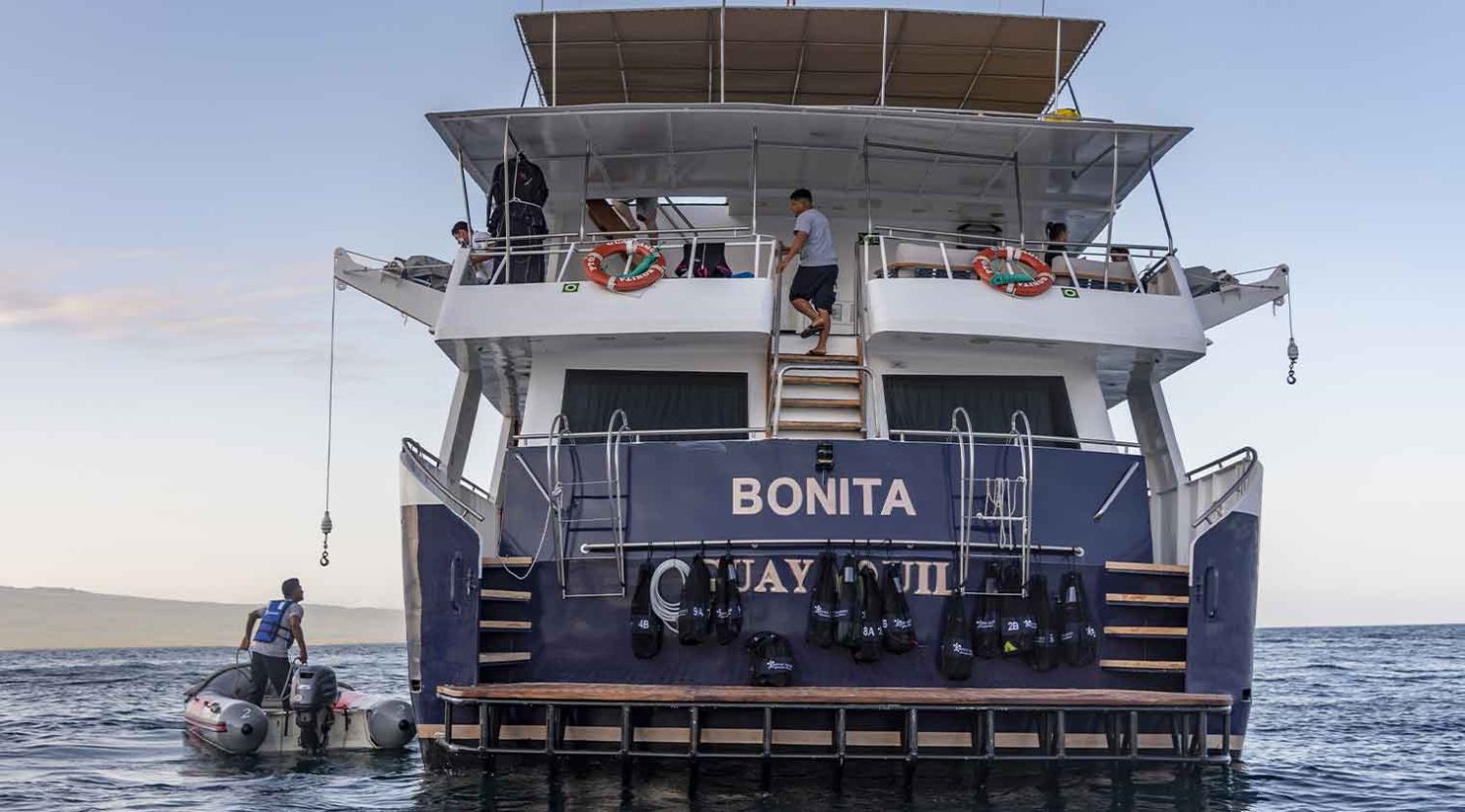 back of bonita yacht of galapagos islands