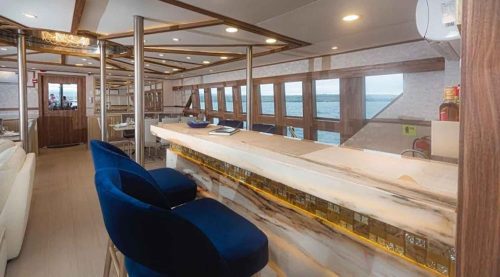 dining room tiburon explorer yacht of galapagos islands