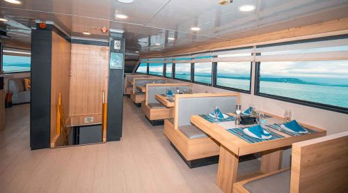 bonita yacht dining room of galapagos islands tours