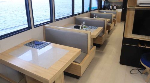 bonita yacht dining room galapagos islands