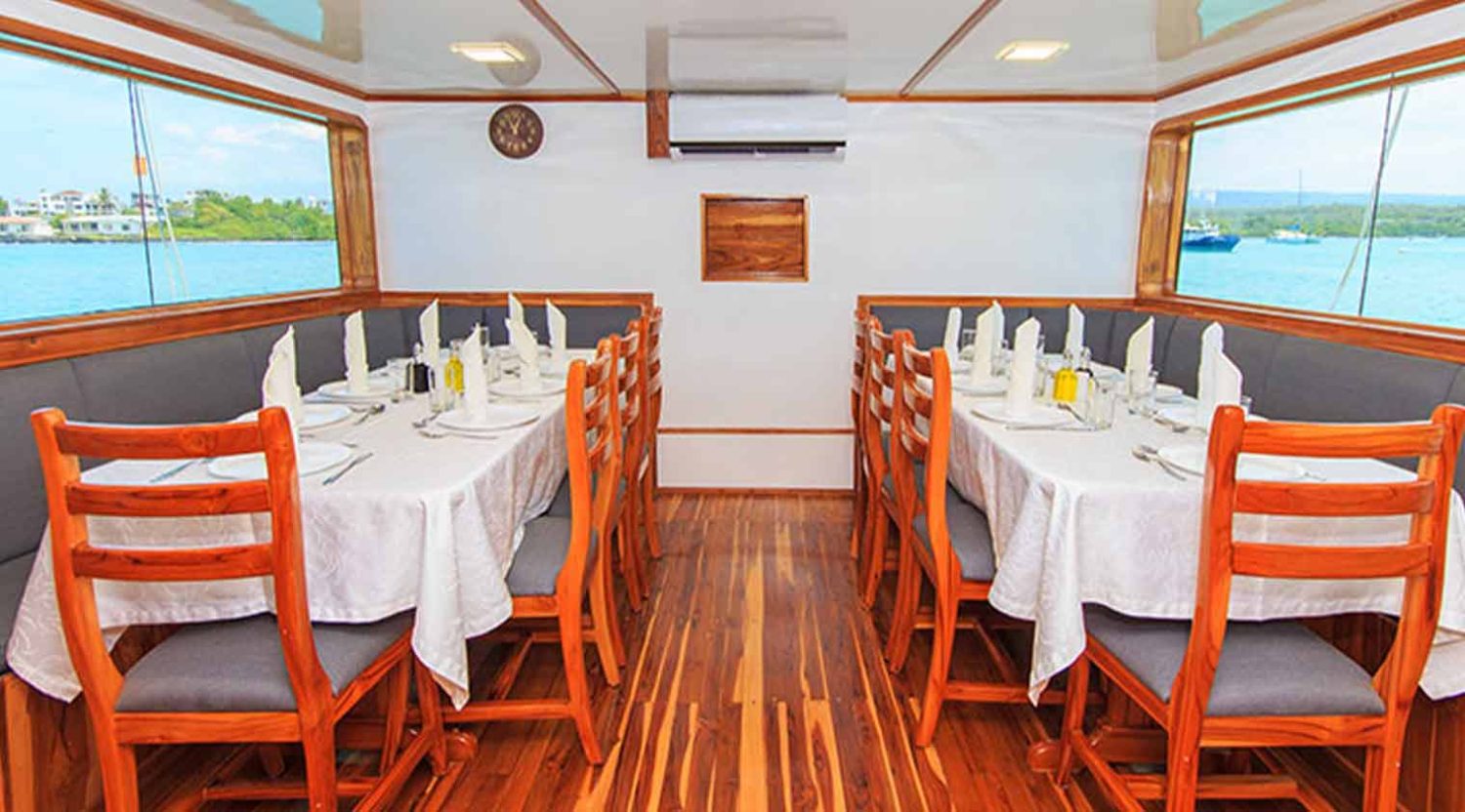 dining room of eden yacht of galapagos islands