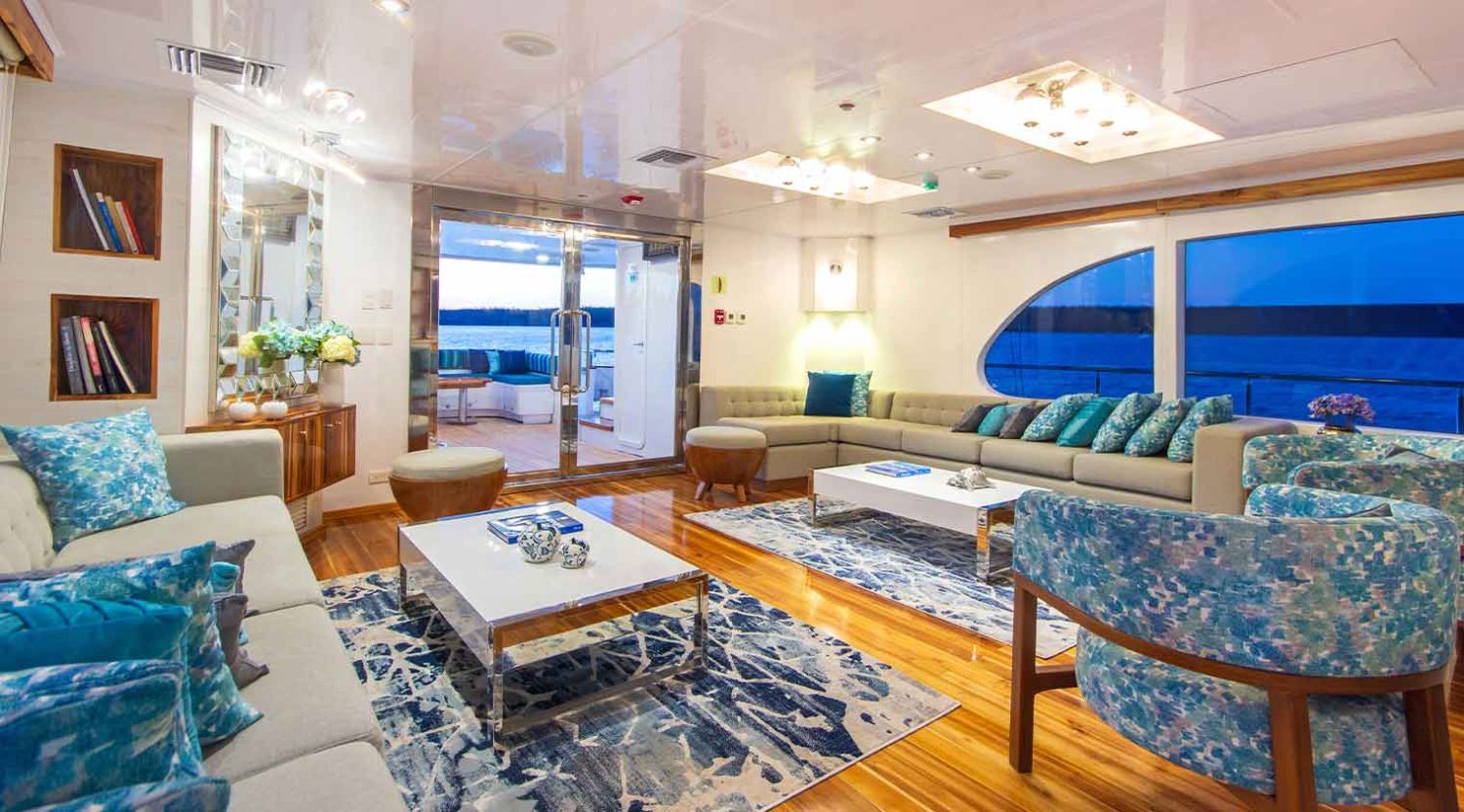 grand daphne yacht living room of galapagos islands tours