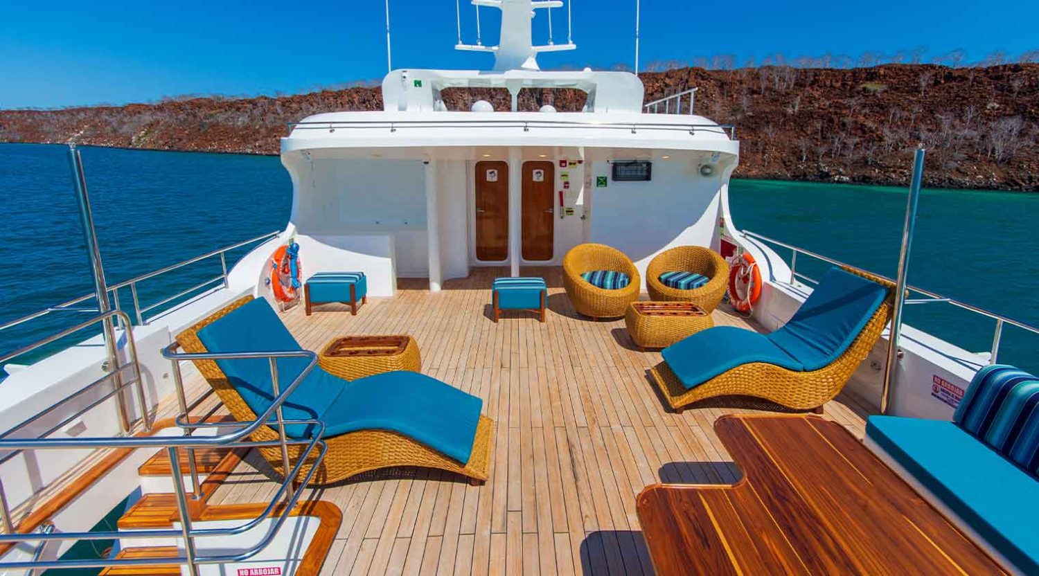 Grand Daphne Yacht deck of galapagos islands tours