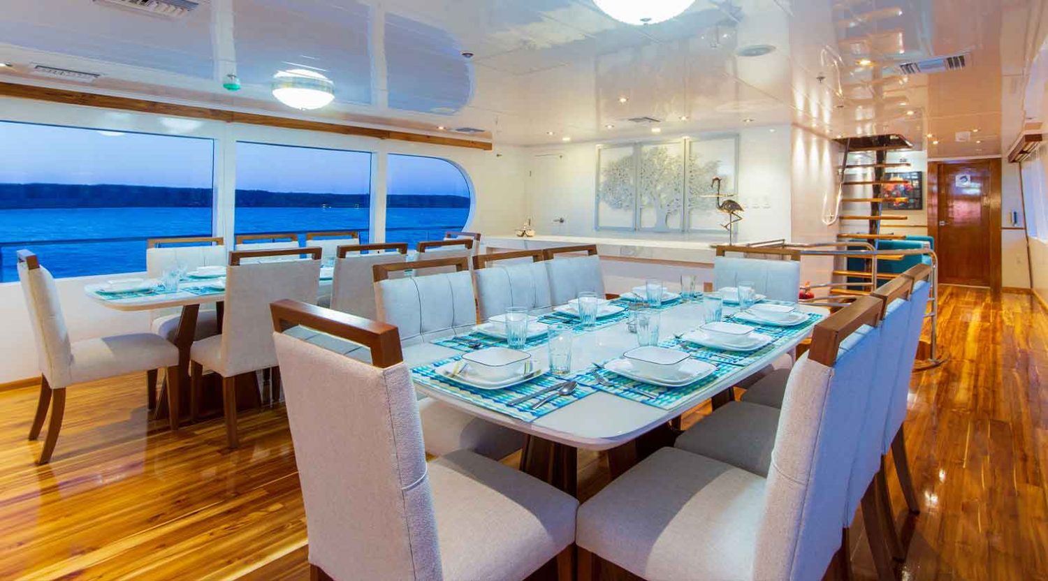 grand daphne dining room of galapagos islands tours