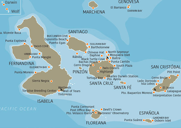 map of galapagos islands tours
