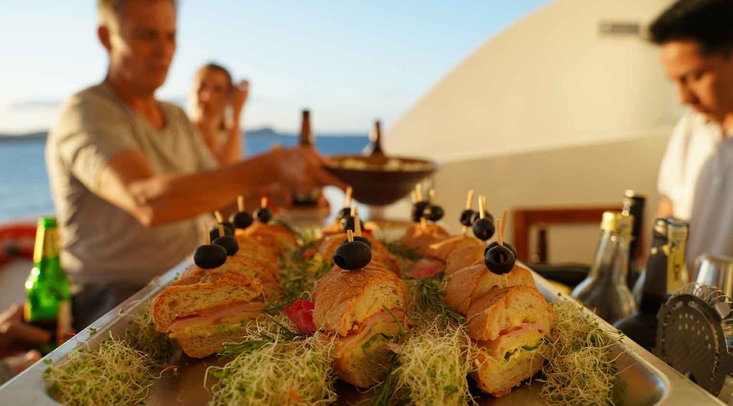 Infinity Yacht food in deck of galapagos islands tours