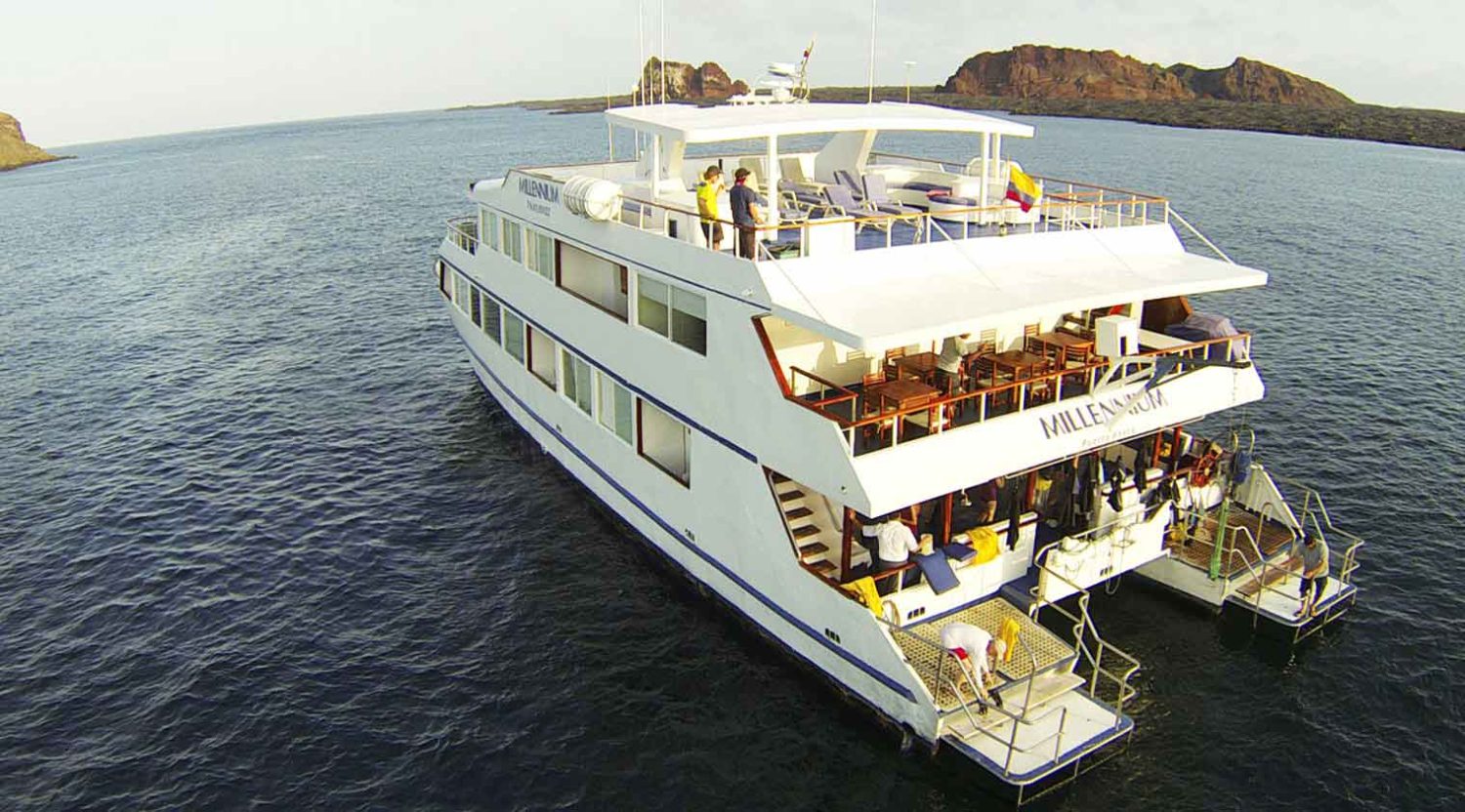 millenium catamaran yacht back photo of galapagos islands tours