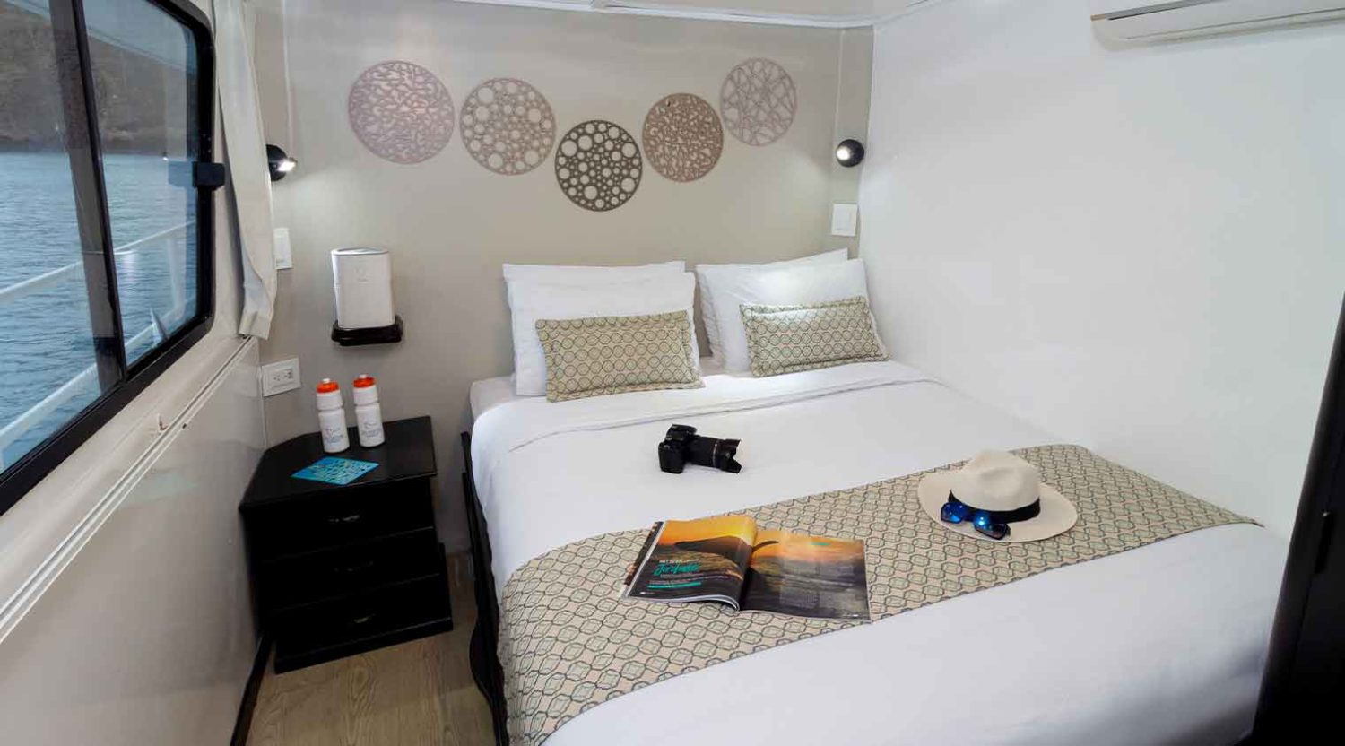 monserrat yacht queen size bed bedroom of galapagos islands tours