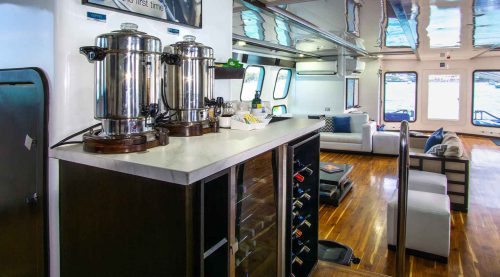 living room of natural paradise yacht of galapagos islands tours