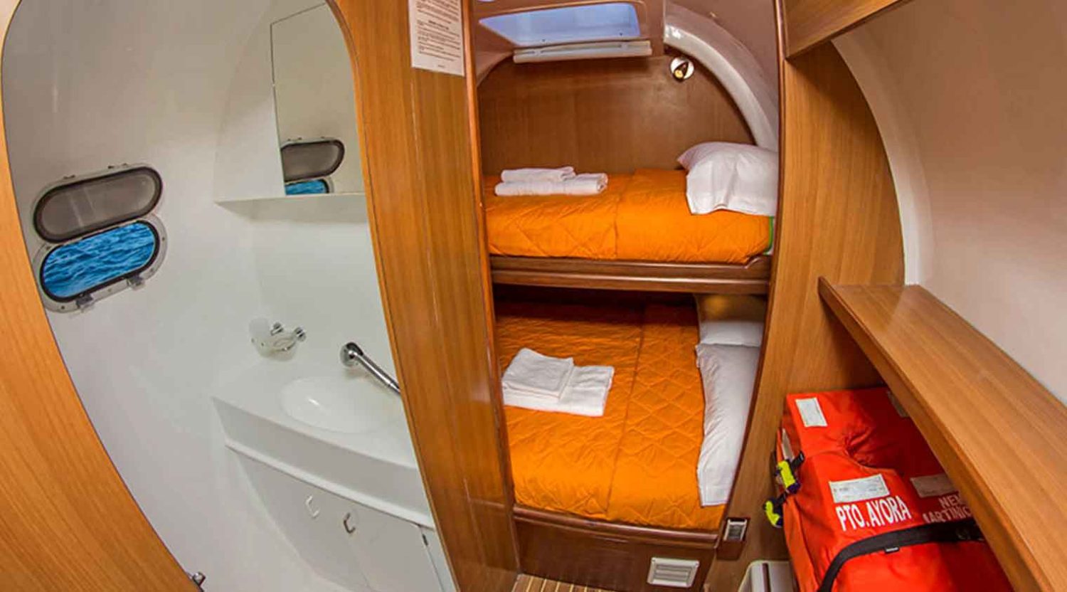 nemo yacht double bed bedroom with bathroom galapagos islands