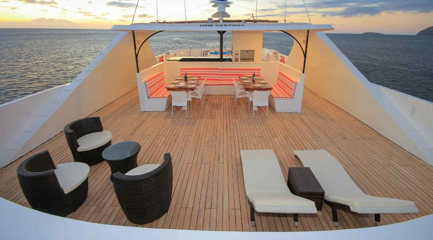 top deck of grand queen beatriz yacht of galapagos islands tours
