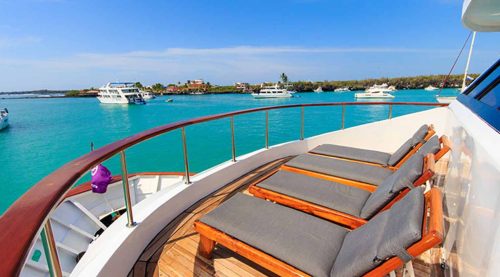 top deck of eden yacht of galapagos islands