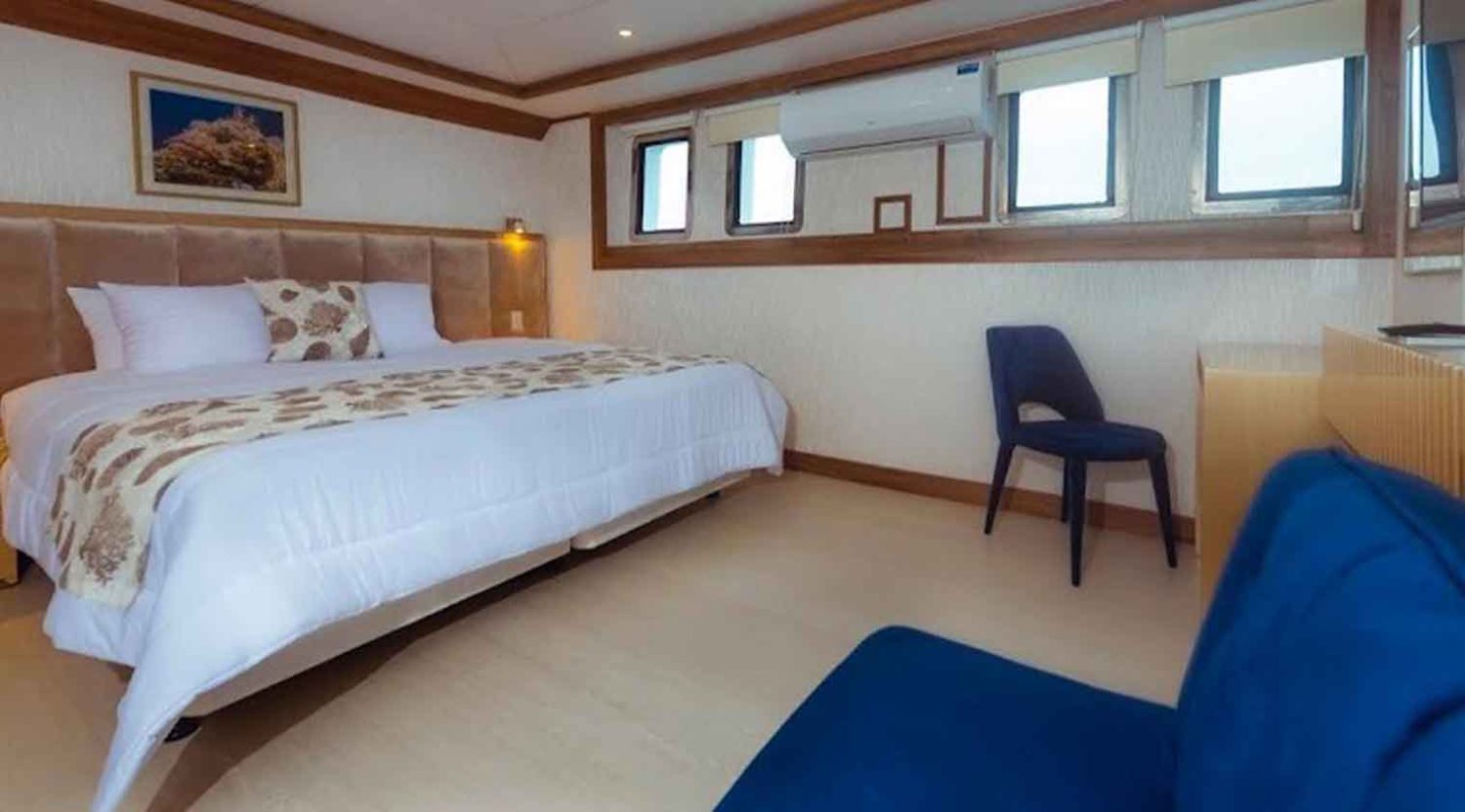 Tiburon Explorer king size bed bedroom of galapagos islands tours
