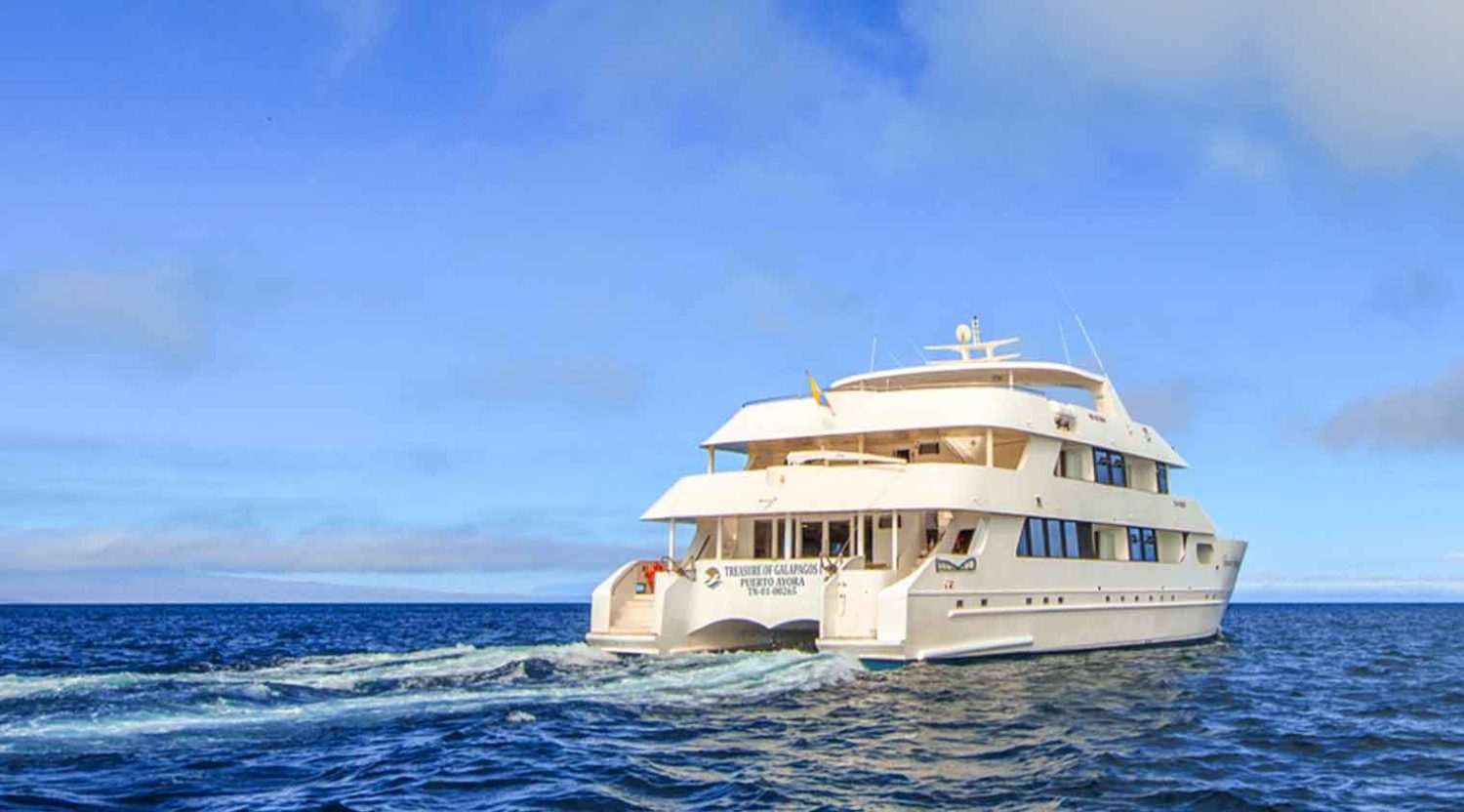 aerial photo of treasure of galapagos yacht of galapagos islands tours
