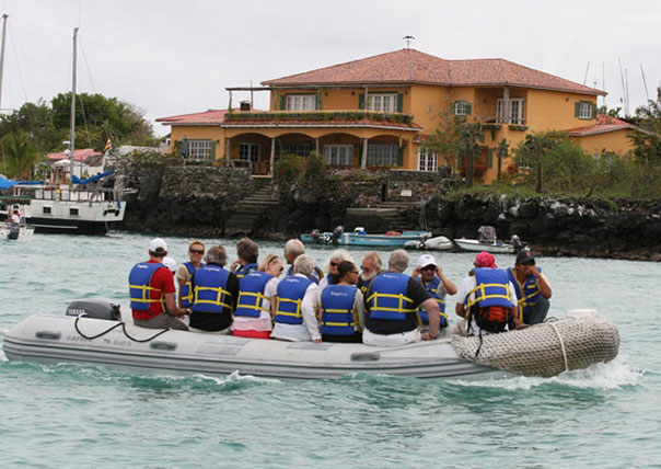 people in a boat tour of galapagos islands tours